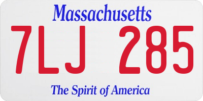 MA license plate 7LJ285