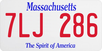 MA license plate 7LJ286