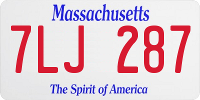 MA license plate 7LJ287