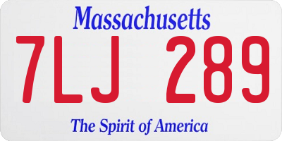MA license plate 7LJ289