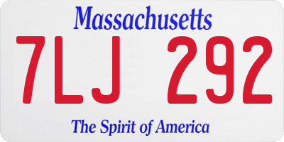 MA license plate 7LJ292