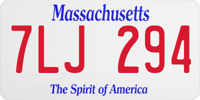 MA license plate 7LJ294
