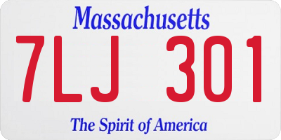 MA license plate 7LJ301