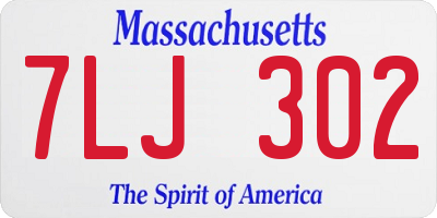 MA license plate 7LJ302