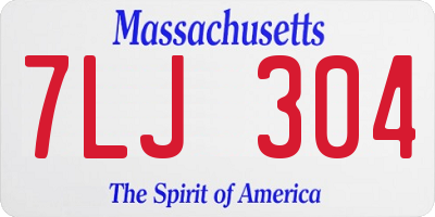 MA license plate 7LJ304