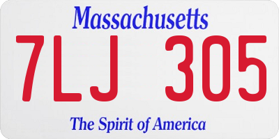 MA license plate 7LJ305