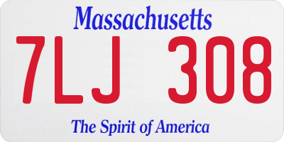 MA license plate 7LJ308