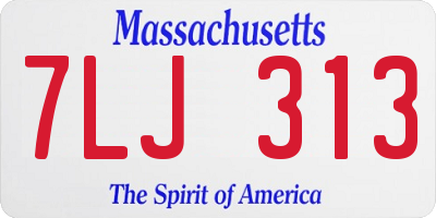 MA license plate 7LJ313