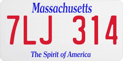 MA license plate 7LJ314