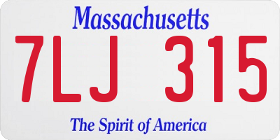MA license plate 7LJ315