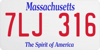 MA license plate 7LJ316
