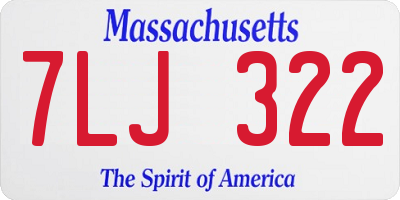 MA license plate 7LJ322