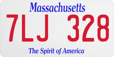 MA license plate 7LJ328