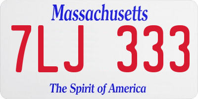 MA license plate 7LJ333