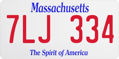 MA license plate 7LJ334