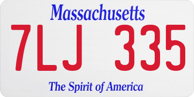 MA license plate 7LJ335