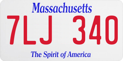 MA license plate 7LJ340