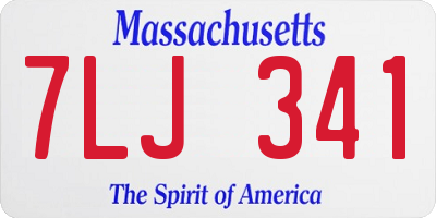 MA license plate 7LJ341