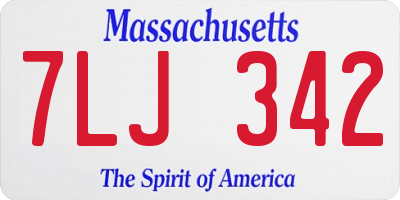 MA license plate 7LJ342