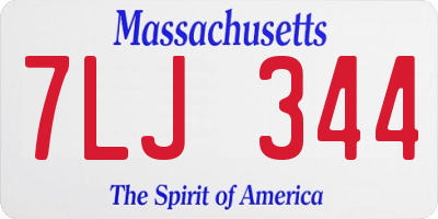 MA license plate 7LJ344