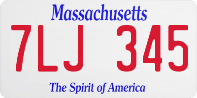 MA license plate 7LJ345