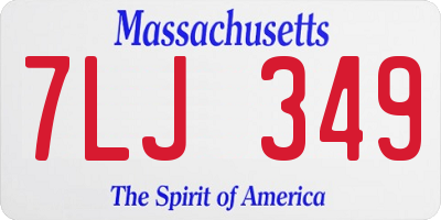 MA license plate 7LJ349