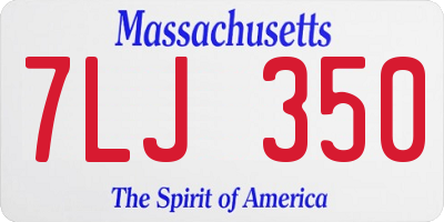 MA license plate 7LJ350