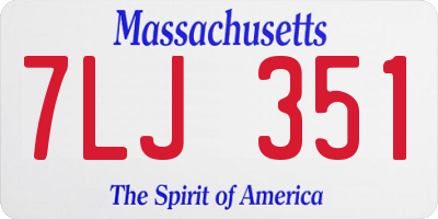MA license plate 7LJ351