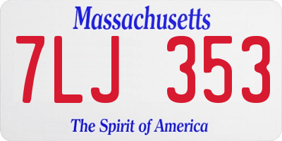MA license plate 7LJ353