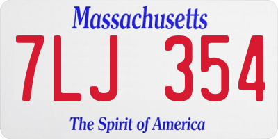 MA license plate 7LJ354