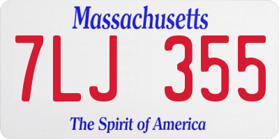 MA license plate 7LJ355