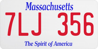 MA license plate 7LJ356
