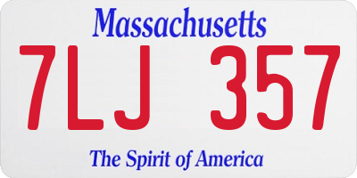 MA license plate 7LJ357
