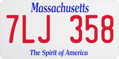 MA license plate 7LJ358