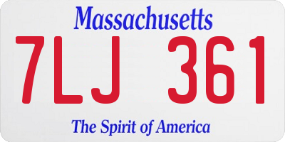 MA license plate 7LJ361