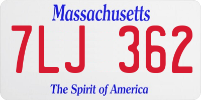 MA license plate 7LJ362