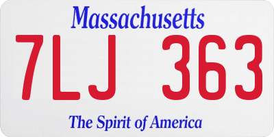 MA license plate 7LJ363