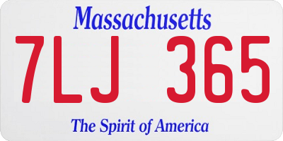MA license plate 7LJ365