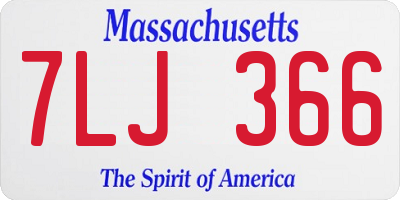 MA license plate 7LJ366