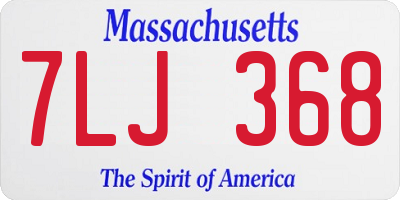 MA license plate 7LJ368