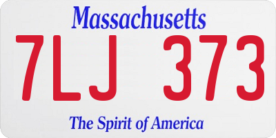 MA license plate 7LJ373
