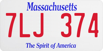 MA license plate 7LJ374