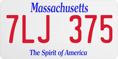 MA license plate 7LJ375