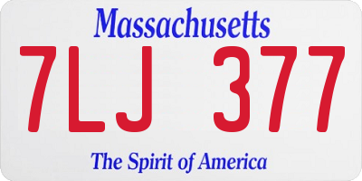 MA license plate 7LJ377