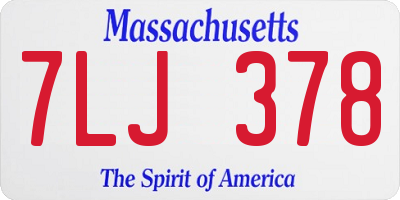 MA license plate 7LJ378