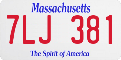 MA license plate 7LJ381