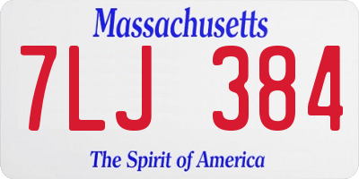 MA license plate 7LJ384