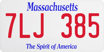 MA license plate 7LJ385
