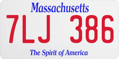 MA license plate 7LJ386