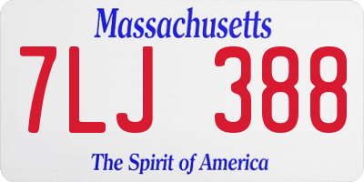 MA license plate 7LJ388